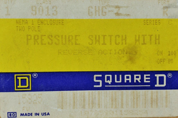 SQUARE D 9013GHG2 Series C Form R Pumptrol Pressure Switch, Reverse Action, New!