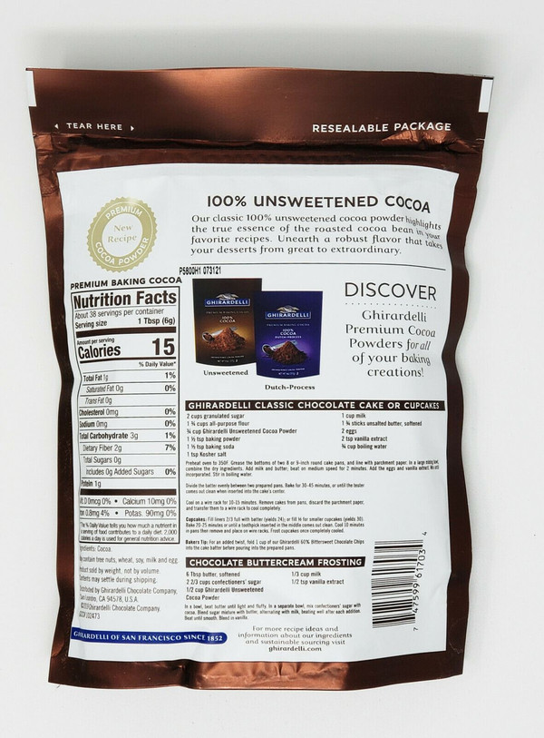 Ghirardelli-Unsweetened Cocoa Powder, Pack of 6 (8 oz boxes ) Free Shipping
