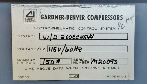 GARDNER-DENVER 75HP ELECTRA-SAVER II ROTARY SCREW AIR COMPRESSOR ECMSLB