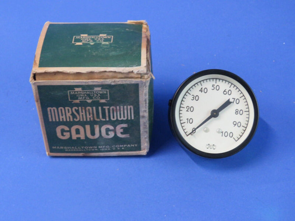 Vintage Marshalltown Pressure Gauge 0-100 PSI 2.5" Dial - Made in USA - NOS
