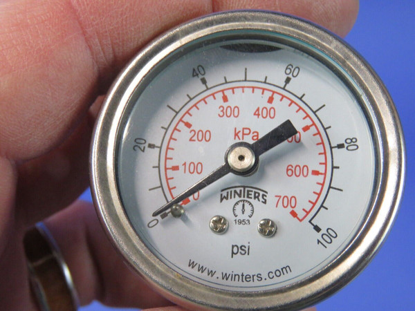 Winters Pressure Gauge Liquid Filled 0-100 PSI 1.5" x 1/8" NPT Back Connect NEW!