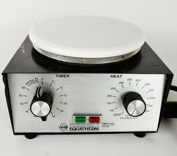 EQUATHERM Time Plate 173-120 Round Top Hot Plate 120V 600W 5A Curtin Matheson