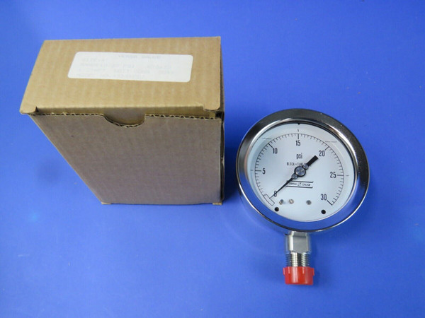 Versa Pressure Gauge 0-30 PSI 4" Dial 1/4" NPT Bottom Connect 4354YFD2, NEW!