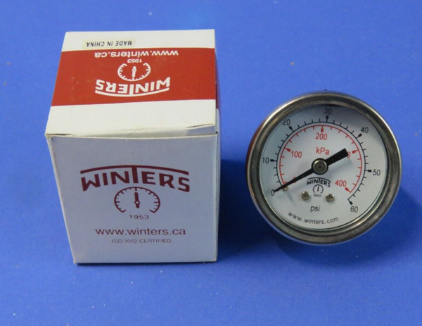 Winters Pressure Gauge Liquid Filled 0-60 PSI 1.5" x 1/8" NPT Back Connect NEW!