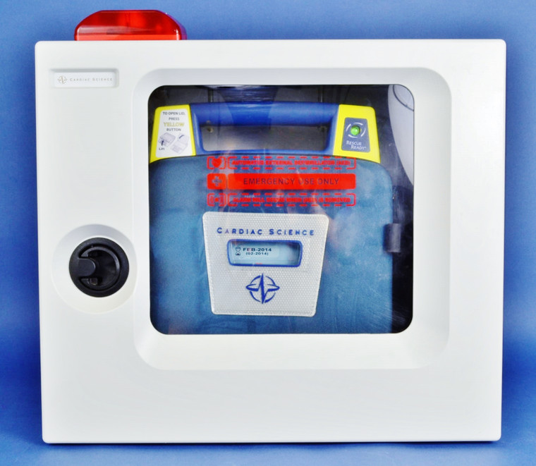 Cardiac Science Defibrillator G3 AED Complete: Battery, Pads, Case, Wall Cabinet