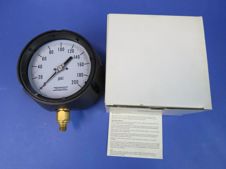 Versa Pressure Gauge 0-200 PSI 4.5" Dial 1/4" NPT Bottom Connect 49010PH4 - NEW!