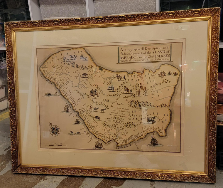 Framed Map of Barbados