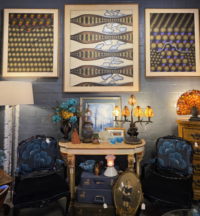 Carl Hayano complete collection three original oil and airbrush paintings Industrial Treasures St. Charles Illinois