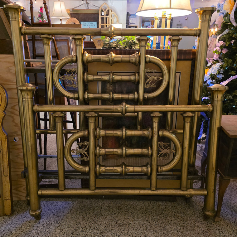 Antique Brass Bed with Headboard, Footboard, and Rails