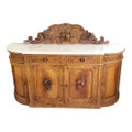 Circa 1840 HAND CARVED CRESCENT-SHAPED BUFFET, MARBLE TOP