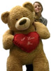 I Love You Giant Teddy Bear 5 Foot Soft Tan 60 Inch, Holds Heart Pillow