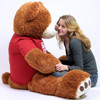 Big Plush Giant 5 Foot Teddy Bear Caramel Color Wears Tshirt LET ME BE YOUR TEDDY