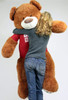 Big Plush Giant 5 Foot Teddy Bear Caramel Color Wears Tshirt LET ME BE YOUR TEDDY