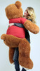 Big Plush Giant 5 Foot Teddy Bear Caramel Color Wears Tshirt LET ME BE YOUR TEDDY