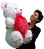Big Plush White Teddy Bear 30 Inches Holding I Love You Embroidered Heart
