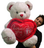 Big Plush White Teddy Bear 30 Inches Holding I Love You Embroidered Heart