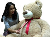 Personalized Big Plush Giant Teddy Bear Five Feet Tall Tan Color Soft Smiling Big Teddybear 5 Foot Bear