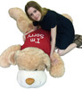 Say I'm Sorry With Giant Stuffed Puppy Dog 5 Foot Soft Tan Wears T shirt that says I'M SORRY