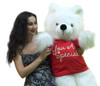 Valentine's Day Giant Teddy Bear 45 inches Wears YOU ARE SPECIAL T-shirt White Soft Big Plush