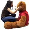 Big Plush 5 Foot Giant Teddy Bear 60 Inches Soft Cinnamon Brown Color Wears HUGS AND KISSES T-shirt