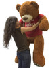 Big Plush 5 Foot Giant Teddy Bear 60 Inches Soft Cinnamon Brown Color Wears HUGS AND KISSES T-shirt