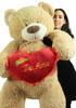 Te Amo Giant Teddy Bear 5 Foot Soft Teddybear Romantic Holds Heart Pillow to Show Love