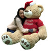 5 Foot Giant Xmas Teddy Bear Soft 60 Inch, Wears Merry Christmas T-shirt and Santa Hat