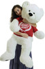 Giant White Teddy Bear 52 Inch Soft, Wears Removable T-shirt Official Snuggle Buddy