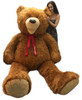Personalized American Made 9 Foot Soft Giant Teddy Bear 108 Inches Honey Brown Long Fur Made in USA, Your Message Custom Printed on Neck-Ribbon Bow