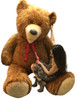 Personalized American Made 9 Foot Soft Giant Teddy Bear 108 Inches Honey Brown Long Fur Made in USA, Your Message Custom Printed on Neck-Ribbon Bow