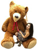 Personalized American Made 9 Foot Soft Giant Teddy Bear 108 Inches Honey Brown Long Fur Made in USA, Your Message Custom Printed on Neck-Ribbon Bow