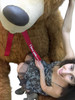 Personalized American Made 9 Foot Soft Giant Teddy Bear 108 Inches Honey Brown Long Fur Made in USA, Your Message Custom Printed on Neck-Ribbon Bow