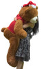 Merry Christmas 5 Foot Teddy Bear Wears Removable Red Holiday Tshirt, Soft Cookie Dough Brown Color