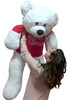 52-inch White Teddy Bear Wears Removable Red Tshirt that says Merry Christmas