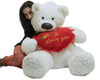 American Made Giant White 5 Foot Teddy Bear, Soft Big Plush  Holds I Love You Heart Pillow