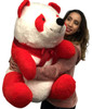 American Made Giant Stuffed Panda Red color 34 Inches Huge Soft Plush Bear Made in USA America