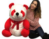 American Made Giant Stuffed Panda Red color 34 Inches Huge Soft Plush Bear Made in USA America