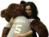 Customized T-shirt on Big Plush 5 Foot Brown Teddy Bear, Shirt is Custom Imprinted with Your Text