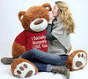 Send this Big Plush® giant stuffed teddy bear as your ambassador of love during quarantine. It gets delivered already wearing a removable t-shirt that reads: "I Socially Distantly LOVE You".