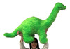 American Made Giant Stuffed Green Dinosaur Soft Plush Brontosaurus 48 inches wide 30 inches tall Made in the USA