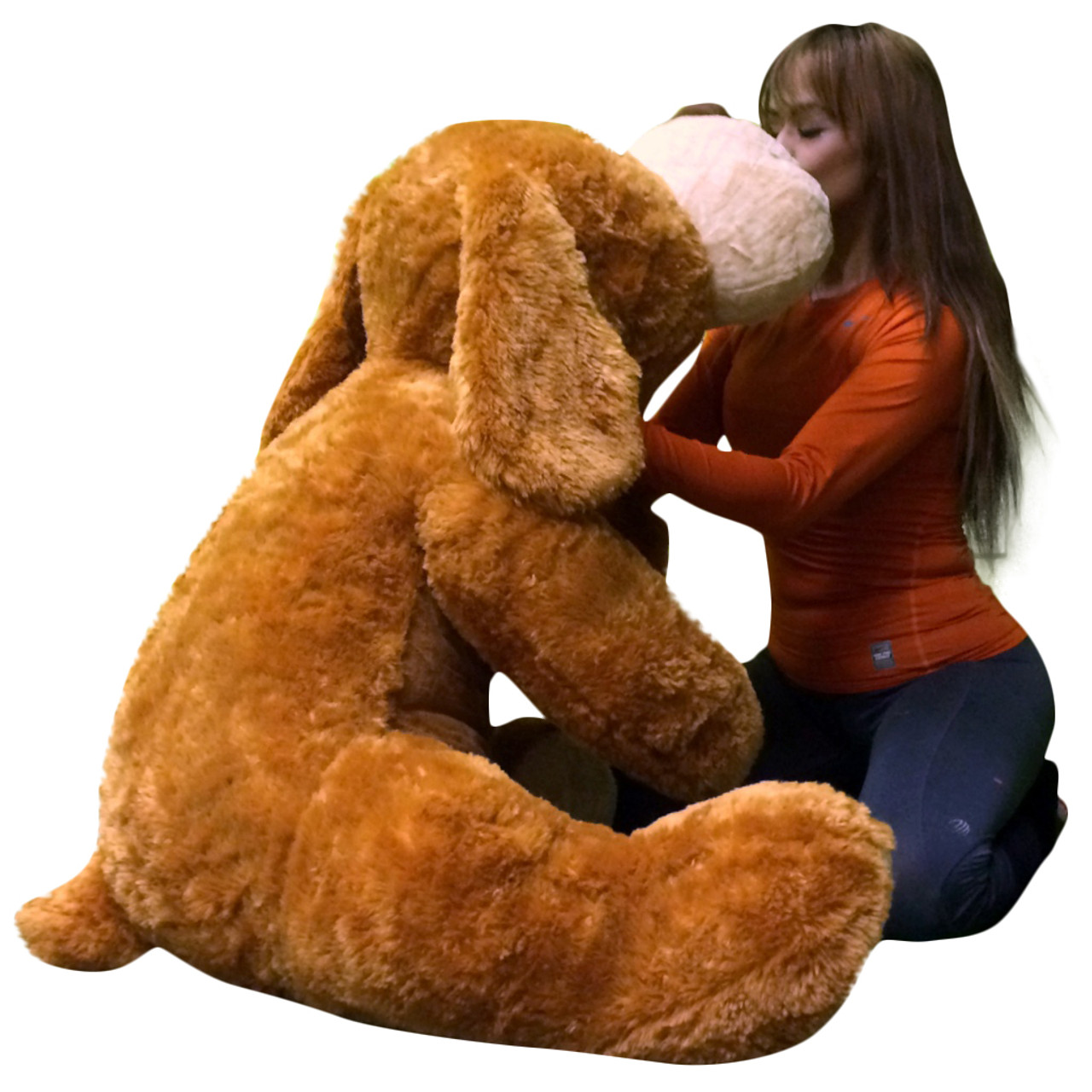 Giant Stuffed Puppy Dog 5 Feet Long Soft Extremely Large Plush Maroon Color 