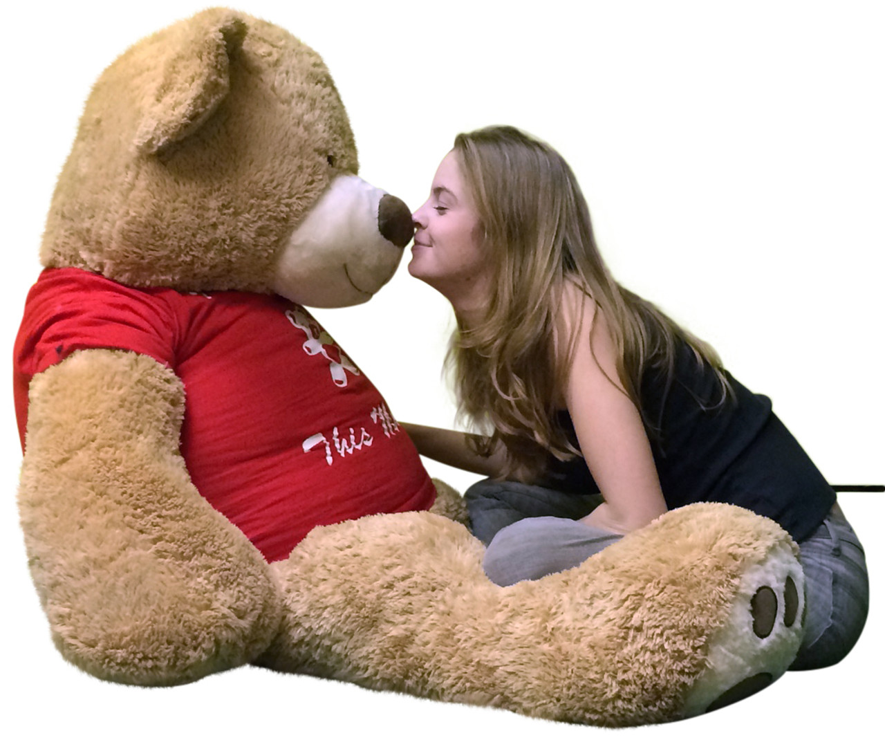 T-shirt peluche ours en peluche / ours en peluche avec coeur blanc I Love  You - 24 cm
