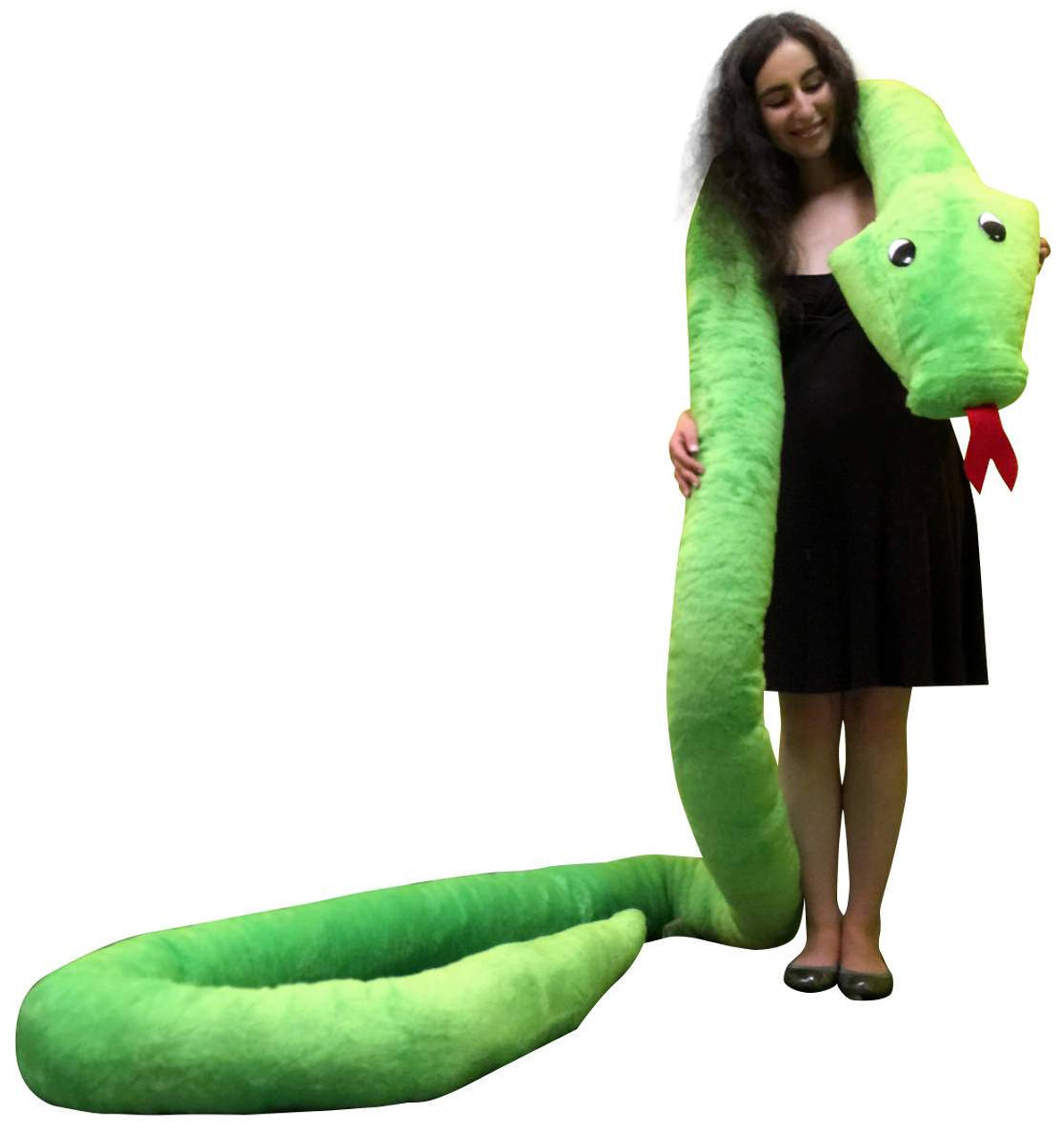 American Made Giant Stuffed Snake 18 Feet Long Soft Green Big Plush Serpent