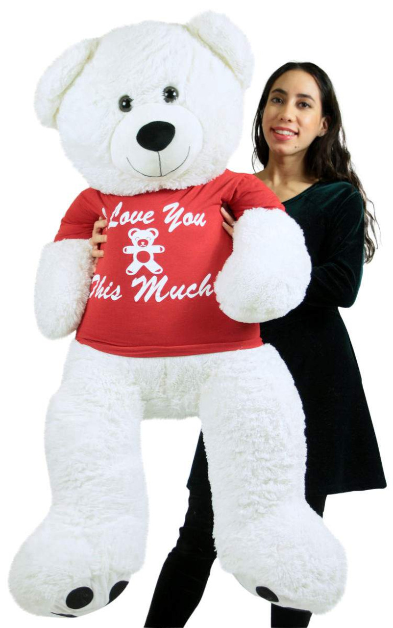 L'orsacchiotto bianco di San Valentino molto grande indossa una maglietta  glitterata nera e rossa rimovibile Ti amo morbida 52 pollici - Grandi  orsacchiotti giganti di peluche personalizzati Animali di peluche  personalizzati