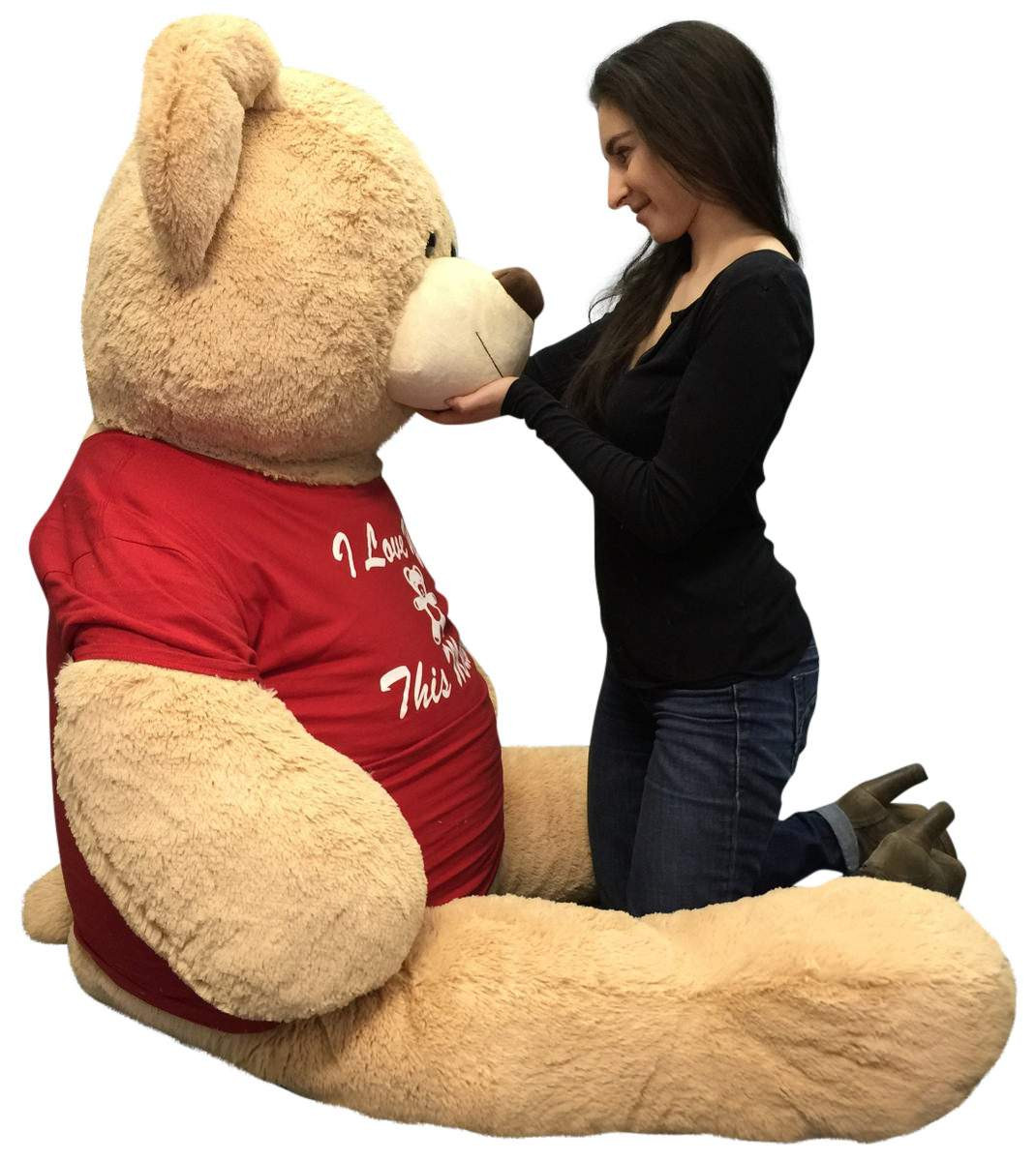 Big Plush Giant 6 Ft Teddy Bear Soft Tshirt Says I Love You This Much Weighs 22 Pounds Big Plush Personalized Giant Teddy Bears Custom Stuffed Animals