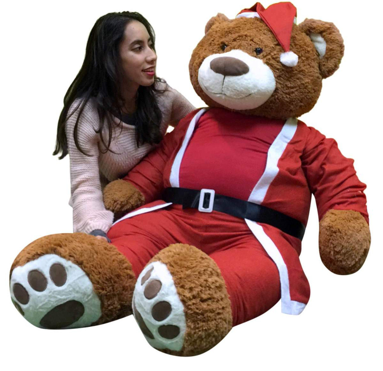 Ours en peluche géant de Noël 60 pouces doux, porte un costume de père Noël  5 pieds ours en peluche brun