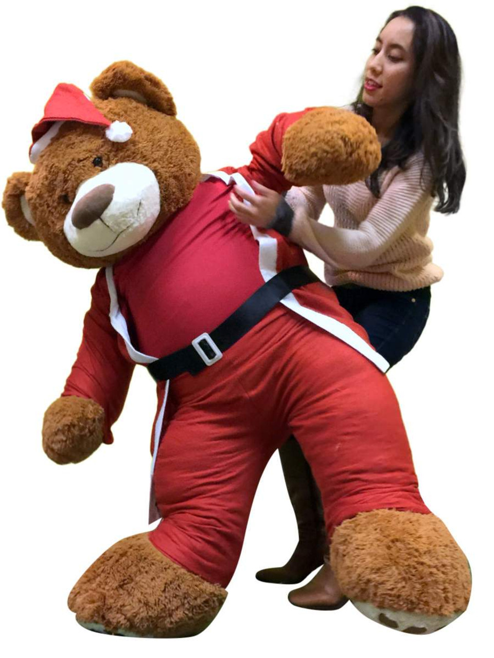 Ours en peluche géant de Noël 60 pouces doux, porte un costume de père Noël  5 pieds ours en peluche brun