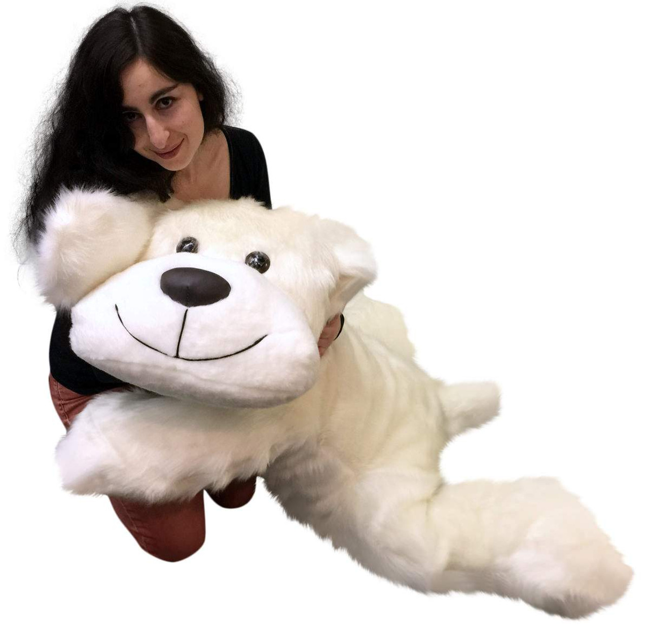 Géant en peluche chiot chien grande peluche extra large animaux en peluche  doux en peluche chien oreiller grand jouet en peluche pour filles enfants  (riz blanc, 51in/130cm)