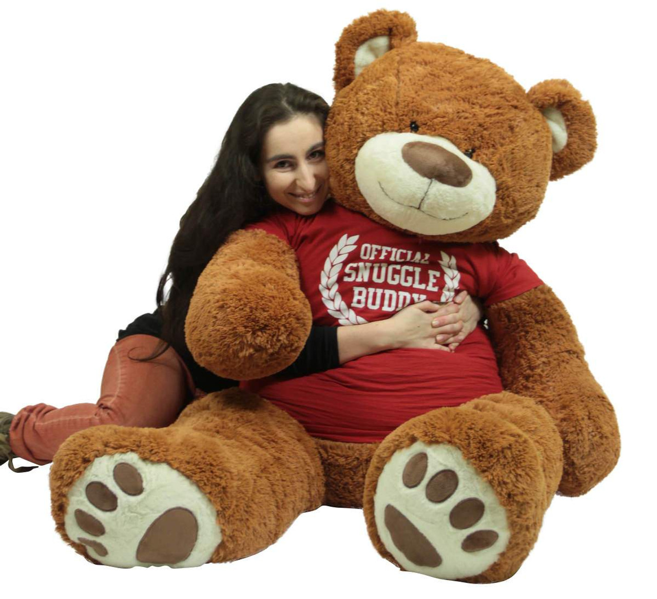 5 Foot Giant Teddy Bear 60 Inches Soft Cinnamon Brown Color Wears