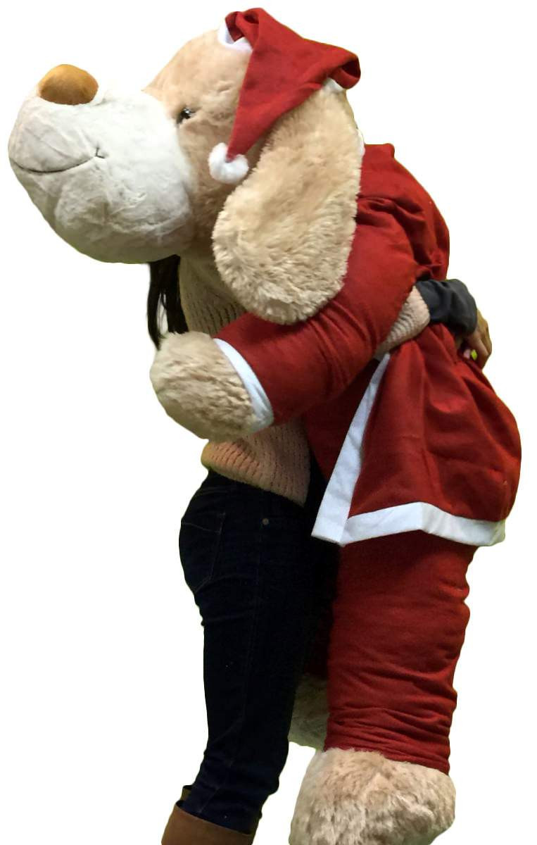 Christmas Giant Stuffed Dog Wears 